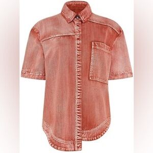 AJE FRAMEWORK SHORT SLEEVE DENIM SHIRT